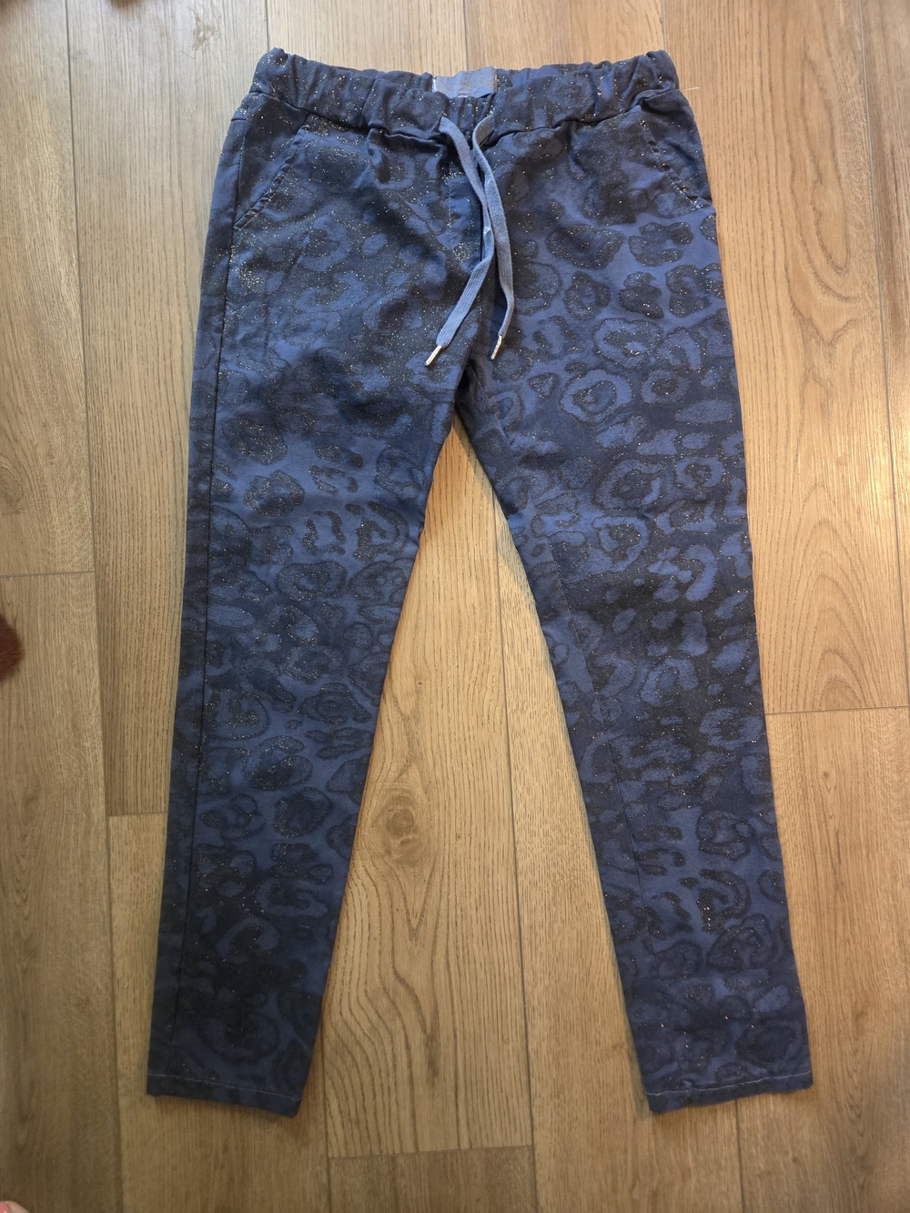 Navy Sparkle Paisley Skinny Pants
